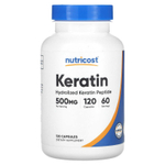 Nutricost, Кератин, 120 капсул (250 мг в каждой капсуле)