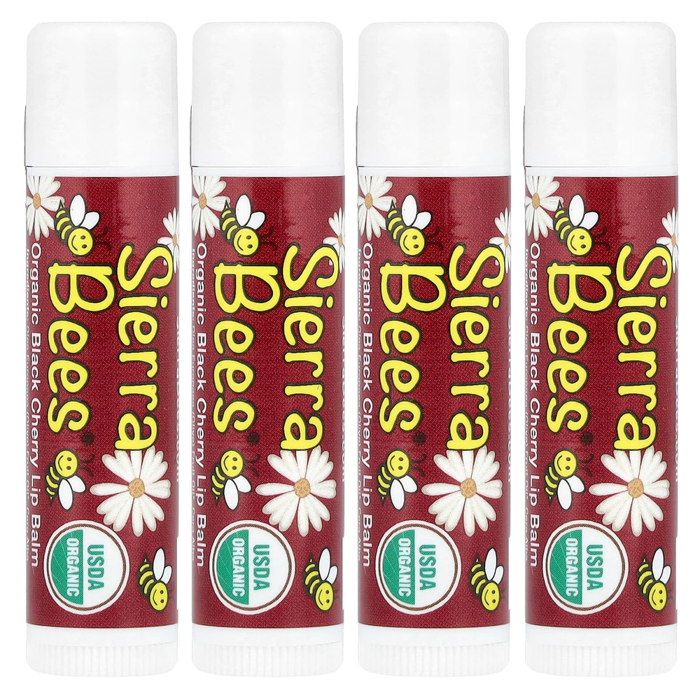 Sierra Bees, органические бальзамы для губ, черная вишня, 4 шт. в упаковке, 4,25 г (0,15 унции)