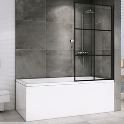 Шторка на ванну Abber Immer Offen 100x140 AG72100B профиль Черный стекло прозрачное