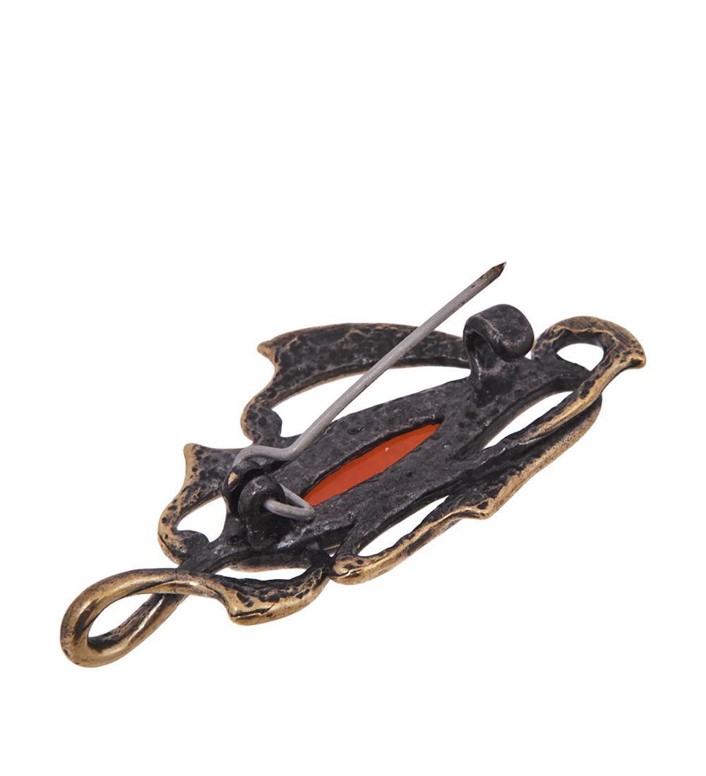 AM-4219 Брошь «Зонтик Готика» (латунь, янтарь)