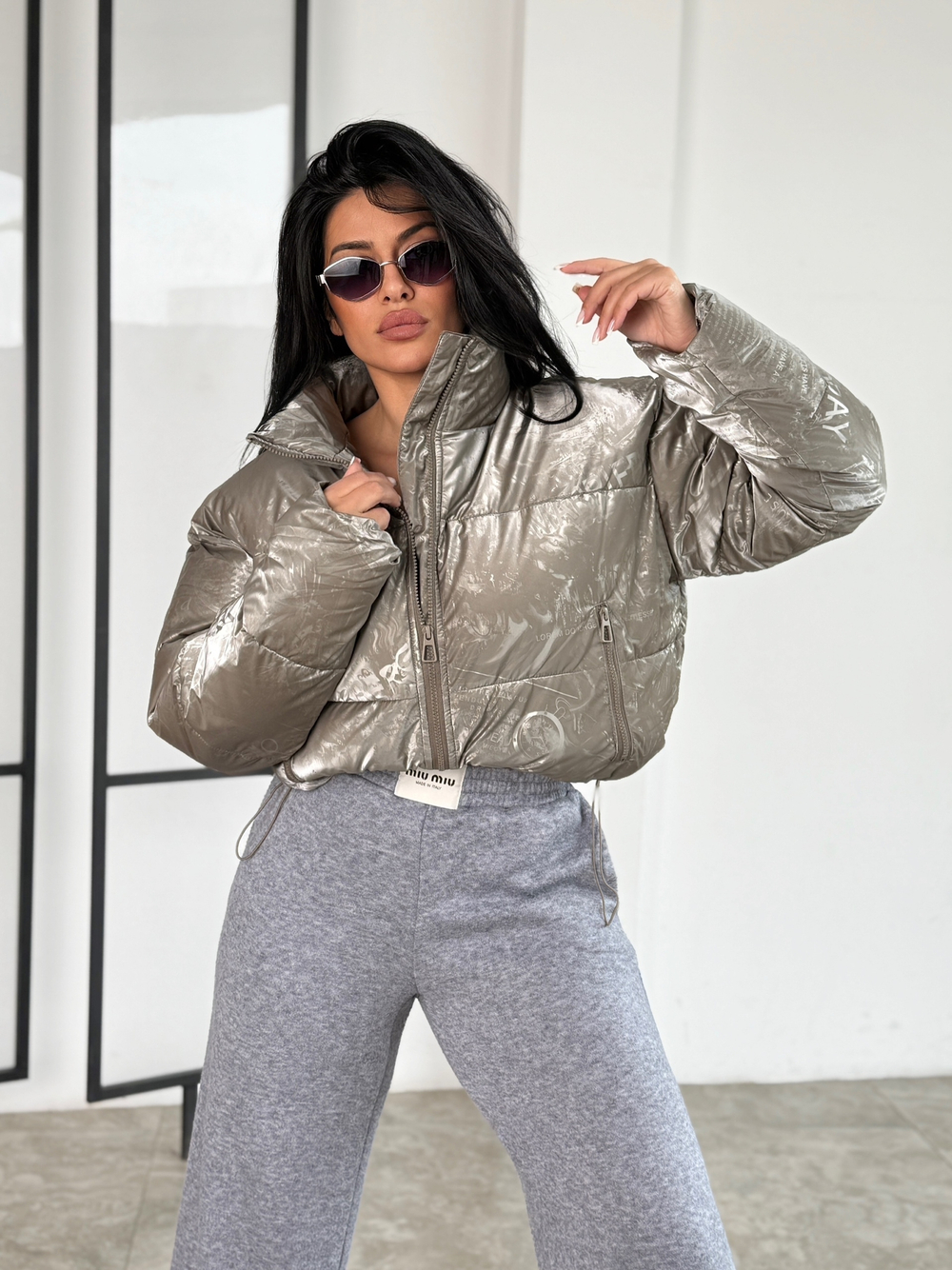 Короткая куртка мини оверсайз широкая еврозима золото