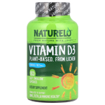 NATURELO, Витамин D3, растительного происхождения из лишайника, 62,5 мкг (2500 МЕ), 180 капсул для легкого проглатывания
