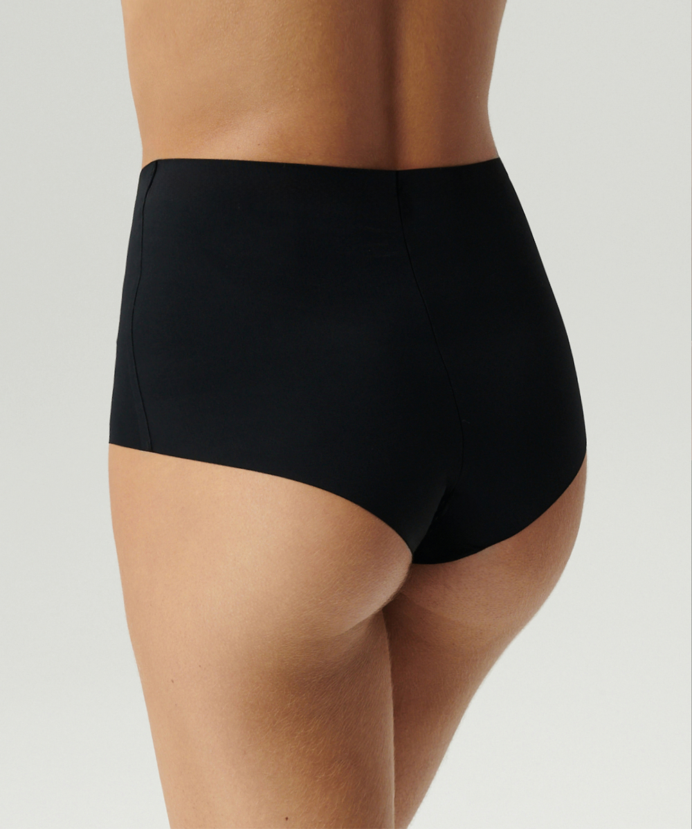 Трусы женские бесшовные макси Atlantic, нейлон/эластан, черные, LS-003