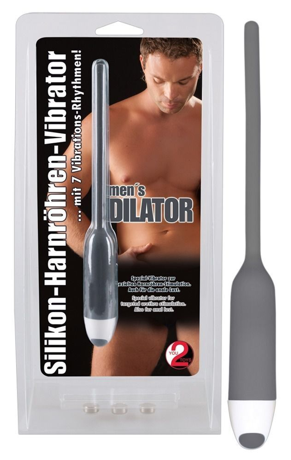 Серый вибратор для уретры Silicone Dilator
