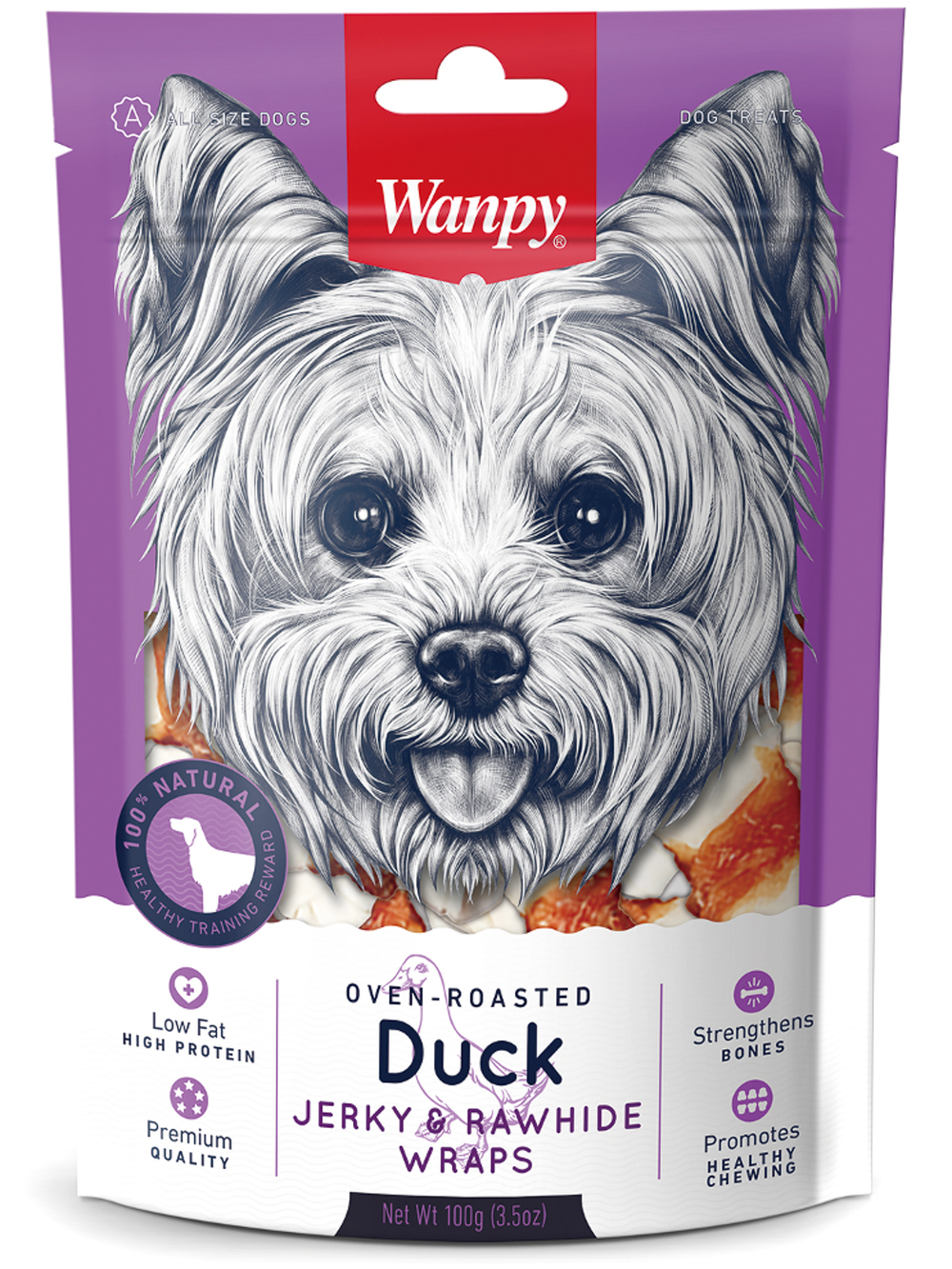 Wanpy Dog кости из сыромятной кожи с утиным мясом 100 г