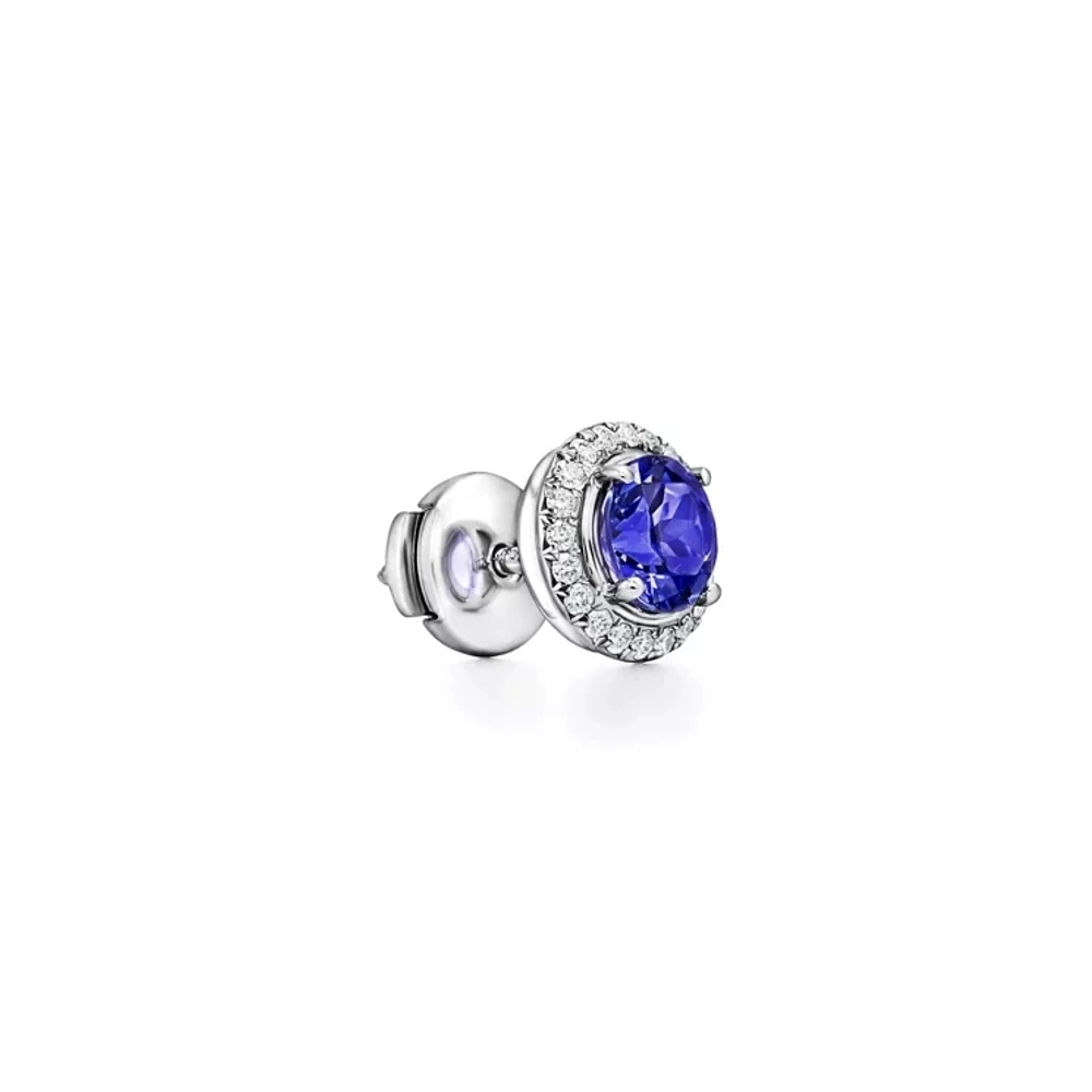 Серьги из платины с бриллиантами и синим танзанитом, Tiffany 💎Soleste. В наличии