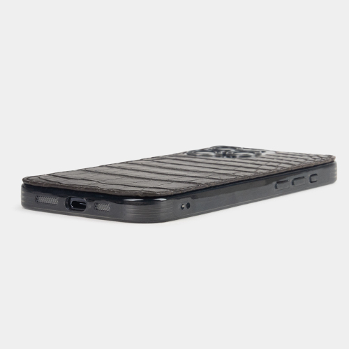 Чехол для iPhone 15 Pro Max из кожи аллигатора, коричневого цвета