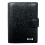 Стильное мужское чёрное портмоне книжка 3в1 14х10 см с отделением для авто документов и паспорта из натуральной кожи Dublecity 120-DC27-08A в подарочной коробке