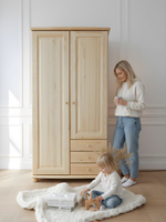 Шкаф 99х57х186. Фалко, распашной для одежды и вещей, в прихожую, спальню, гостиную, двухдверный с ящиками, деревянный, массив сосны, Dipriz