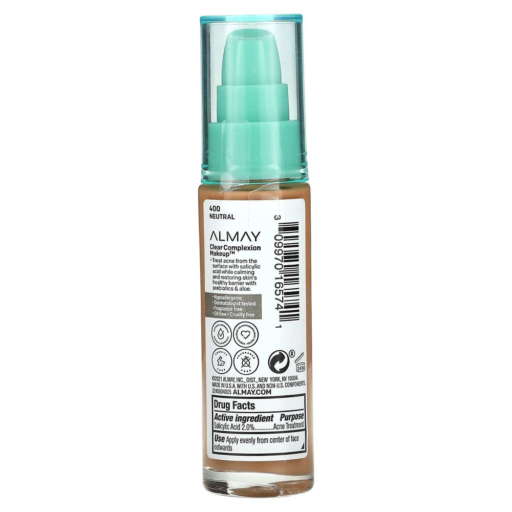 Almay, Clear Complexion Makeup, оттенок 400 Neutral, 30 мл (1 жидк. унция)