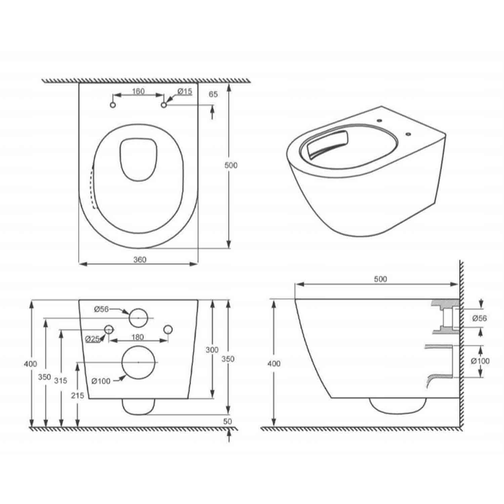 Унитаз подвесной безободковый WAVE WEST Tornado3.0 сид. дюропласт, м/л, быстр, БЕЛЫЙ глянец (L)