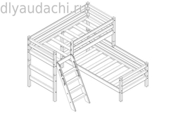 Вариант 8 Угловая кровать "Соня" с наклонной лестницей Белый