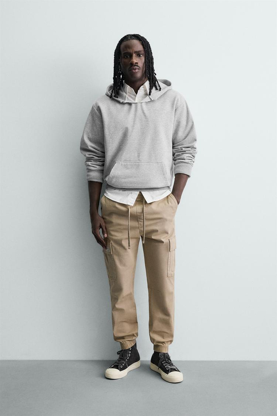 ZARA БРЮКИ КАРГО SLIM FIT, БЕЖЕВЫЙ