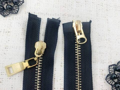 Молния металл Т8, L 85 см, 2 бегунка, чёрный/золото