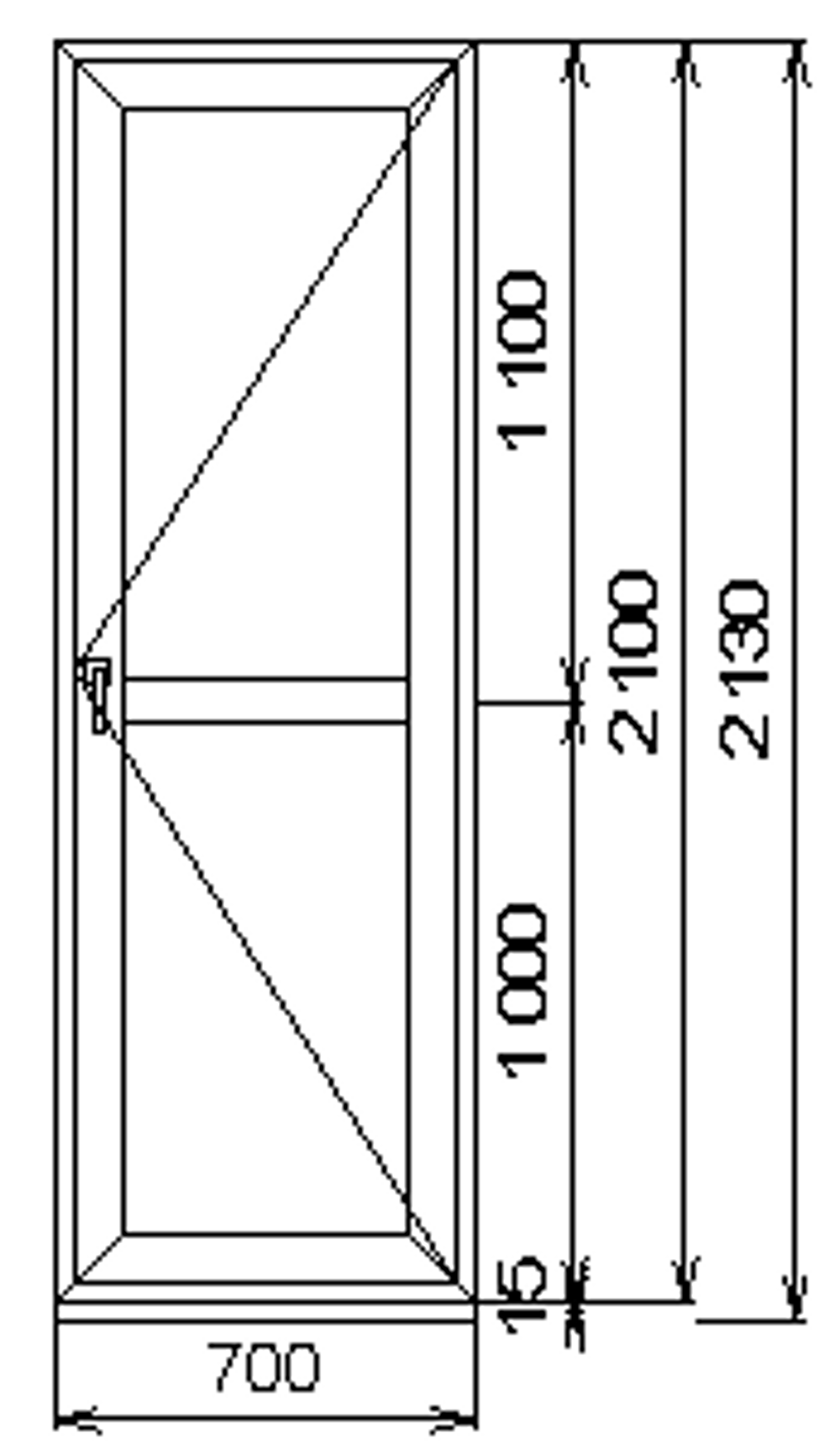 Дверь из ПВХ 2100 х 700