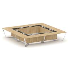 Steel Meet Стол переговорный квадратный MM-PR.B.SP-20K2 Тиквуд Светлый/Графит Глянец/Нержавеющая Ста