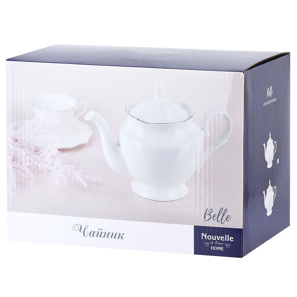 Чайник " " v=1300мл с золотой окантовкой (фарфор) (подарочная упаковка)