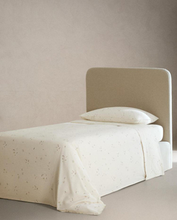 ZARA HOME ДЕТСКИЙ ПОДОДЕЯЛЬНИК С ПРИНТОМ, ЖЕЛТОВАТО-БЕЛЫЙ