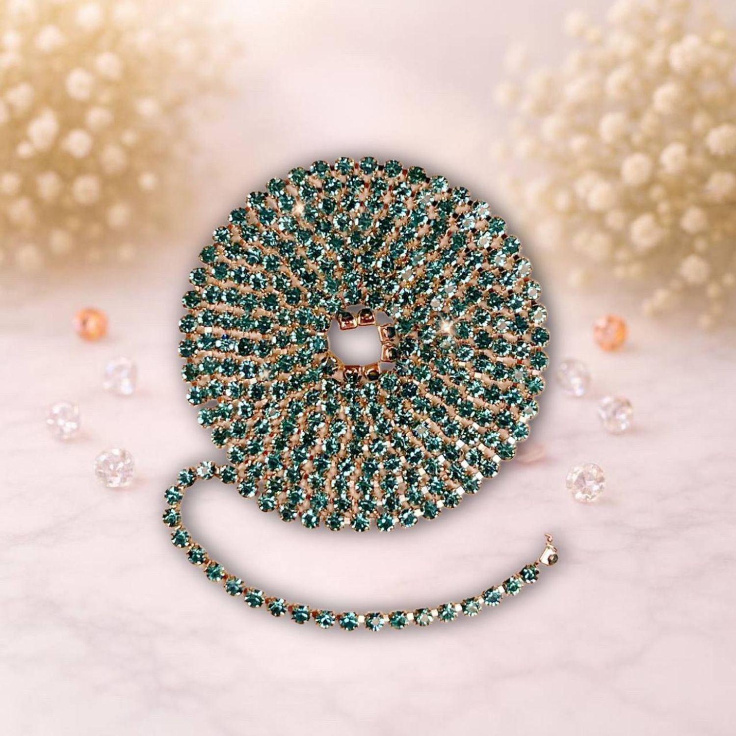 стразовая лента, цвет голубой- метал серебро, 1метр