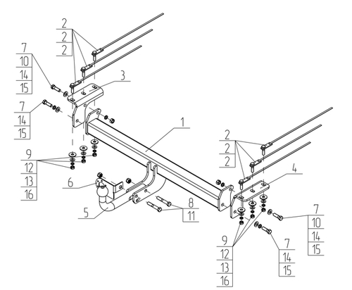 Фаркоп для Exeed LX 2022- условно-съемное крепление шара, EX 01