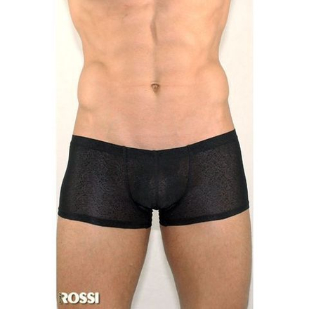 Мужские трусы хипсы черные в узорчатую сетку в виде роз Romeo Rossi Black Rose Boxer RR00203