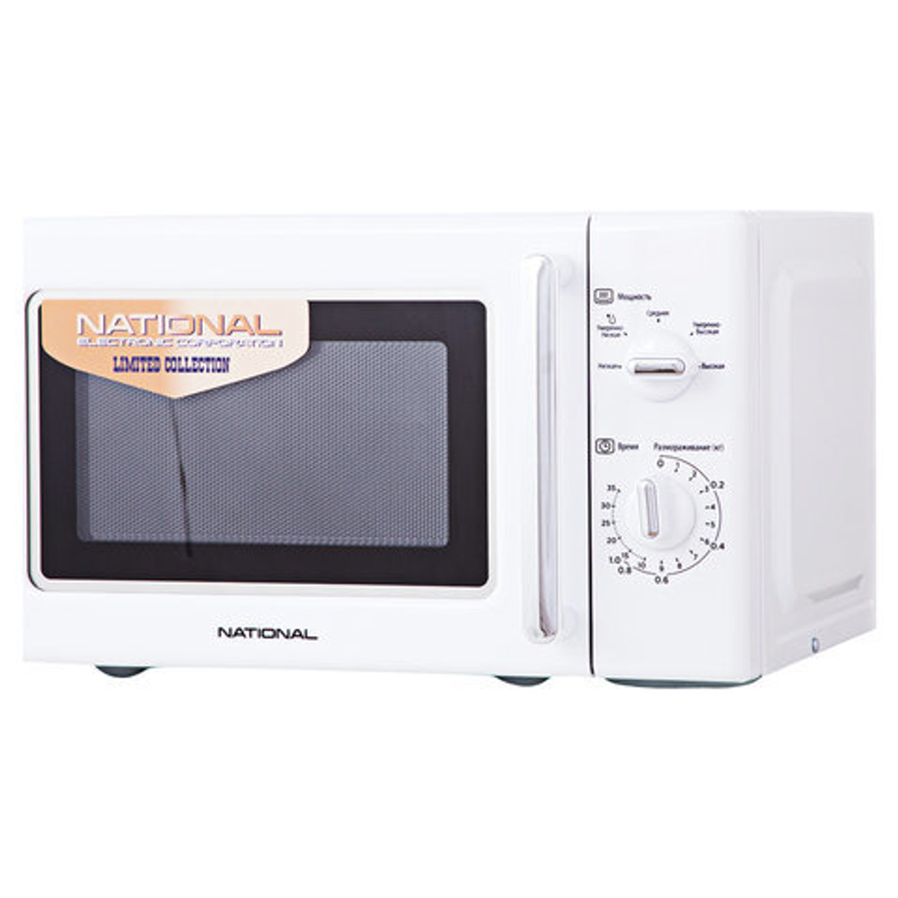 Микроволновая печь NATIONAL NK-MW135M20, объем 20 л, мощность 700 Вт, таймер, механическое управление, белая