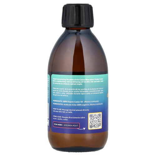 Queen of the Thrones, Органическое золотое касторовое масло холодного отжима, 250 мл (8,45 жидк. Унции)