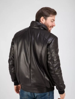 Куртка зимняя кожаная с капюшоном пуховик