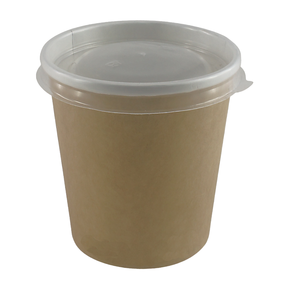 Супница 500 мл с ПП крышкой d 98 мм (комплект), крафт