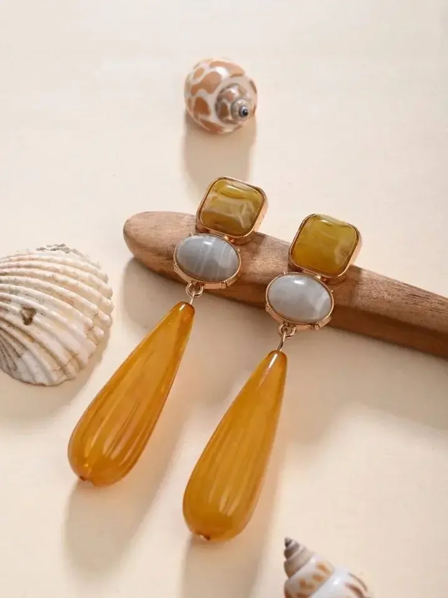 Серьги длинные оранжевые