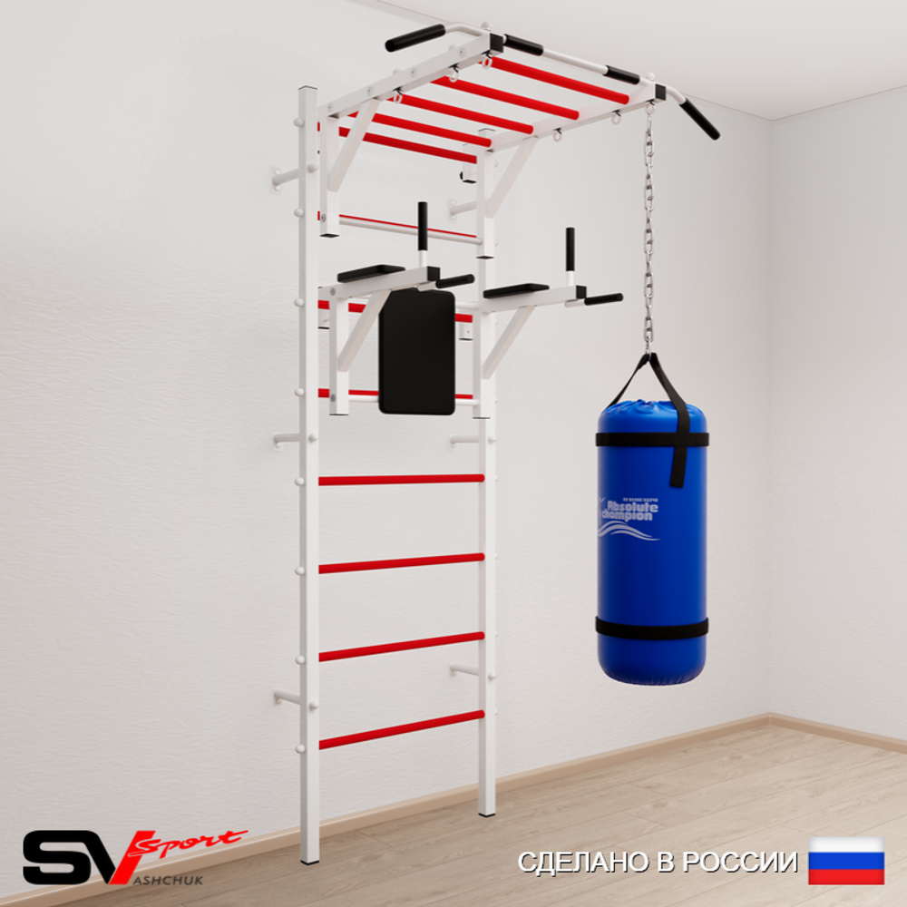 Шведская стенка Sv Sport усиленная 6222 (Турник рукоход/Брусья/Цепь/Мешок 22кг)