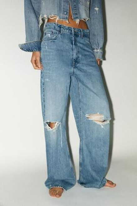 ZARA ДЖИНСЫ TRF BAGGY СО СРЕДНЕЙ ПОСАДКОЙ, ИНДИГО