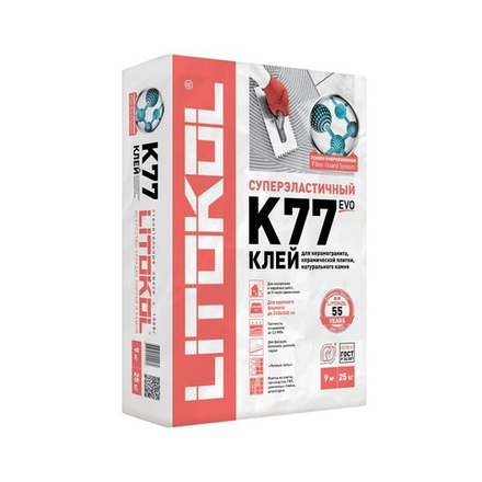 Клей для плитки и керамогранита Litokol Superflex K77, белый, 25 кг