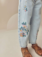 Джинсы с вышивкой для девочки Next AC2-519, Голубой