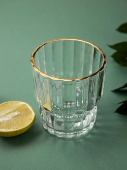 Набор бокалов для виски, 250 мл. 6 шт. с золотой каймой