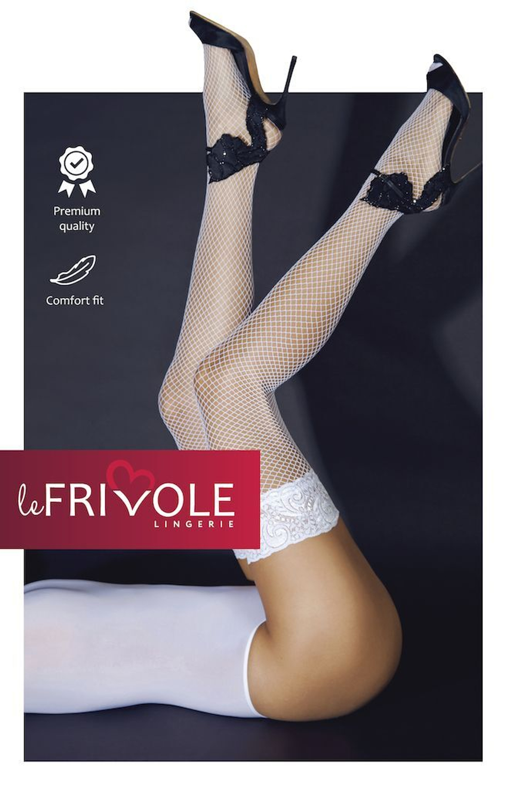 Чулки в мелкую сетку с кружевной резиночкой