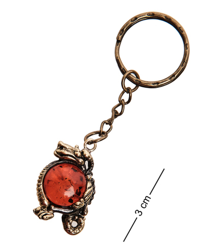 AM-2867 Брелок «Дракон» (латунь, янтарь)