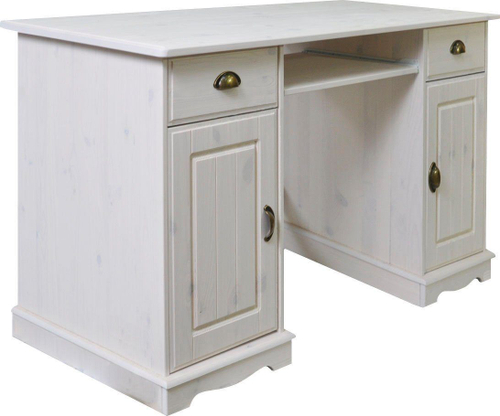 Письменный стол Клаудиа с ящиками тумбой из массива сосны, белый