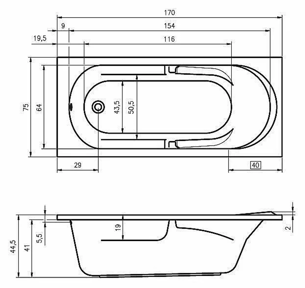 Акриловая ванна Riho Future 170x75 B073001005 белая