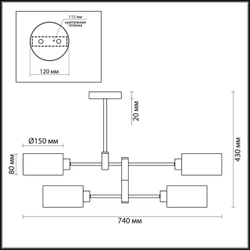 3742/4C MODERNI LN19 000 хром Люстра потолочная E14 4*60W 220V ASHLEY