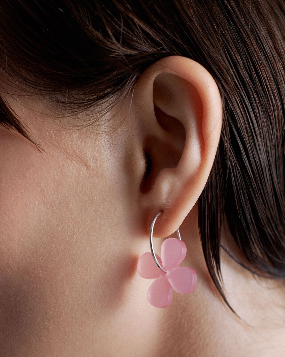 Cерьги Hoops Flowers Pink