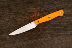 Нож кухонный MOYO Аппарель овощной 115мм, сталь AR-RPM9, рукоять G10-extra оранжевый