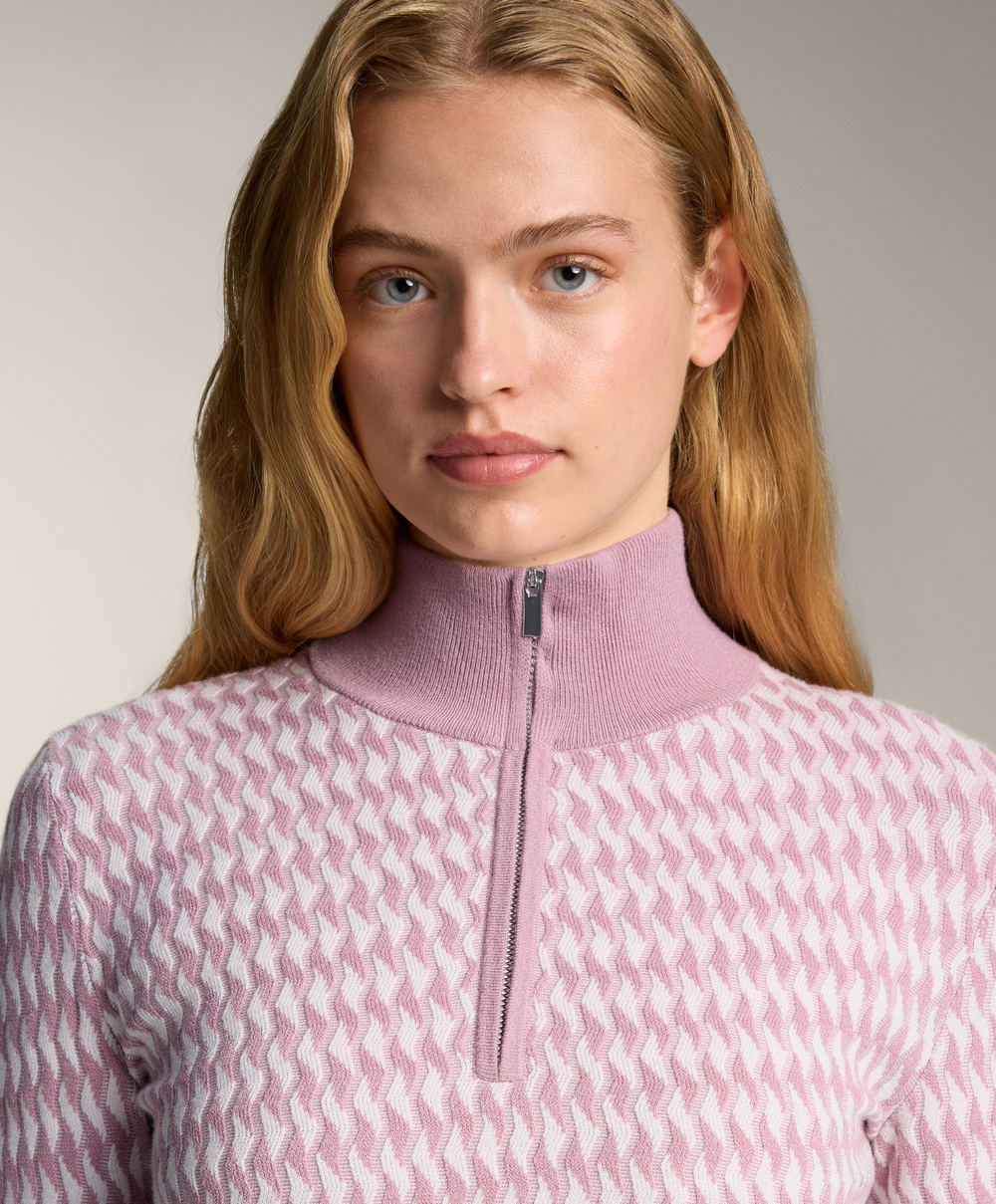 Oysho Лонгслив Base Layer из вязаного жаккарда с геометрическим узором, фиолетово-розовый