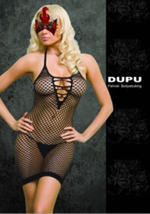 Платье-сетка с имитацией шнуровки на груди OS (42-46) (Цвет: черный)