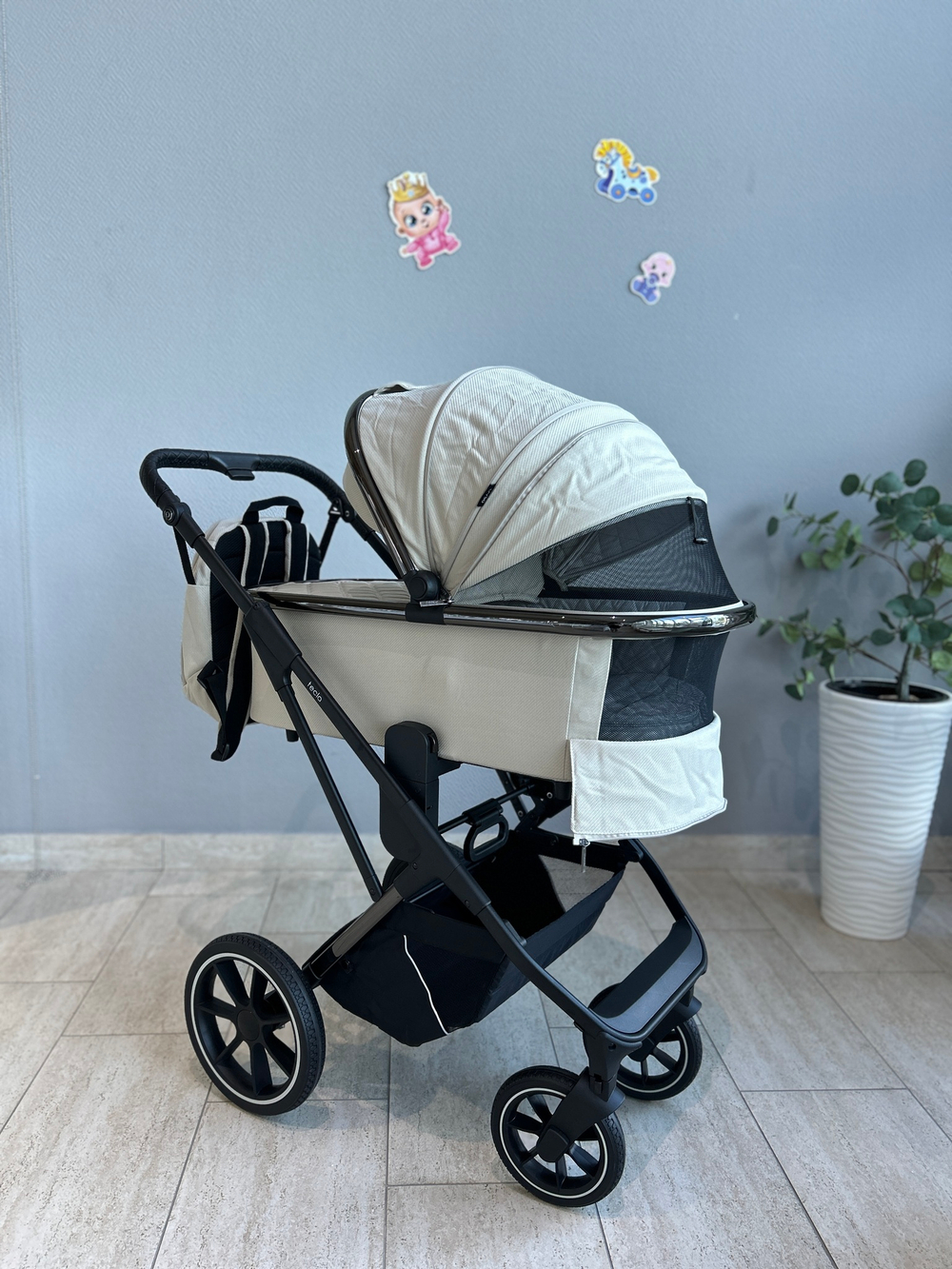 Коляска детская Peppy Tecla 2 в 1 Stone Chrome Edition (Бежевый)