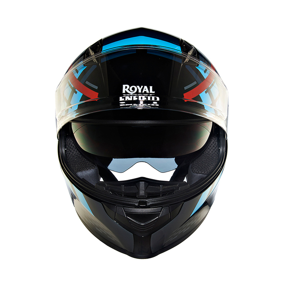 Шлем интеграл Royal Enfield, цвет - черно-синий, размер - L (600 мм), арт. RRGHEP000543 (HESS22012GLOSS BLACK)