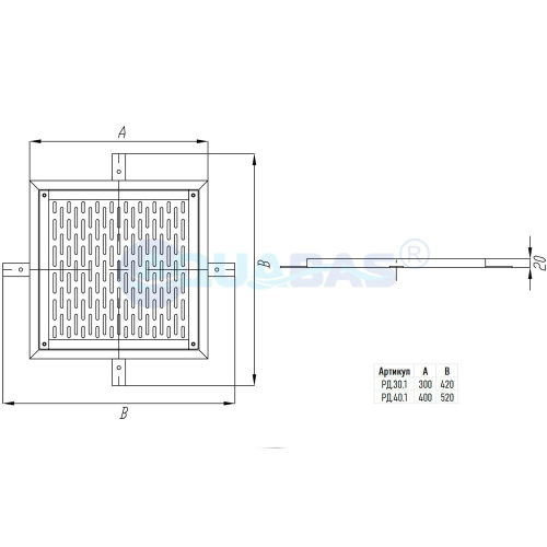 РД.40.1 Решетка донного слива 400х400