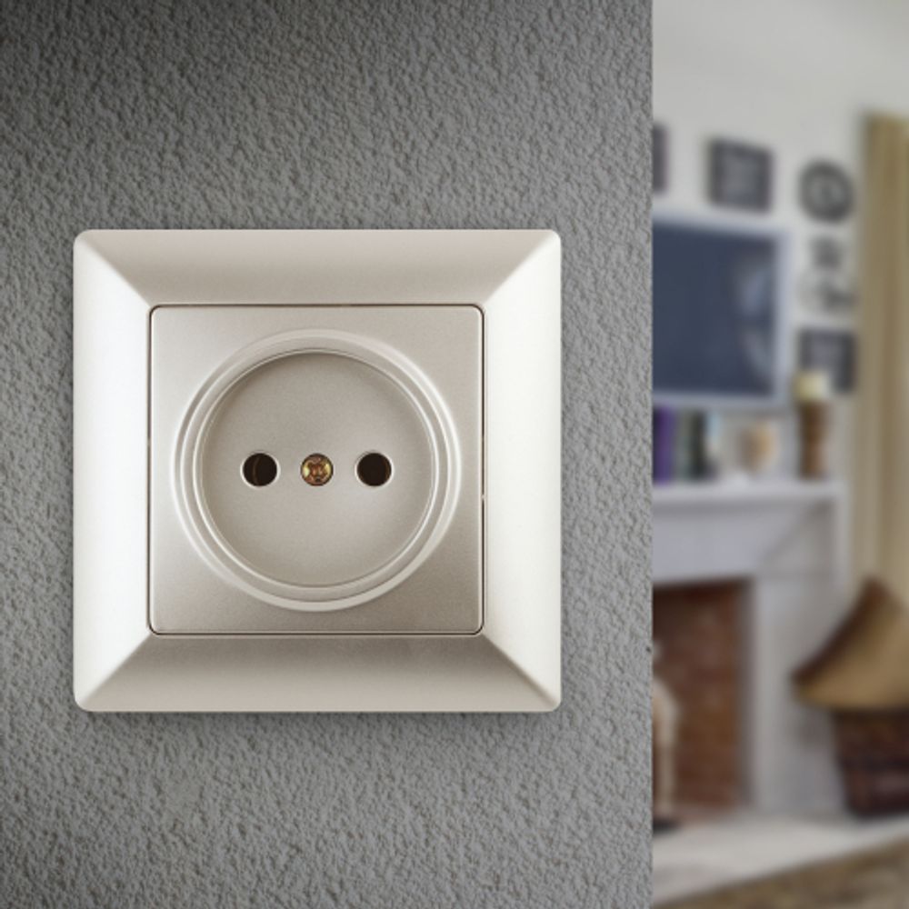 4-201-04 Intro Розетка 2P, 16А-250В, СУ, Solo, шампань