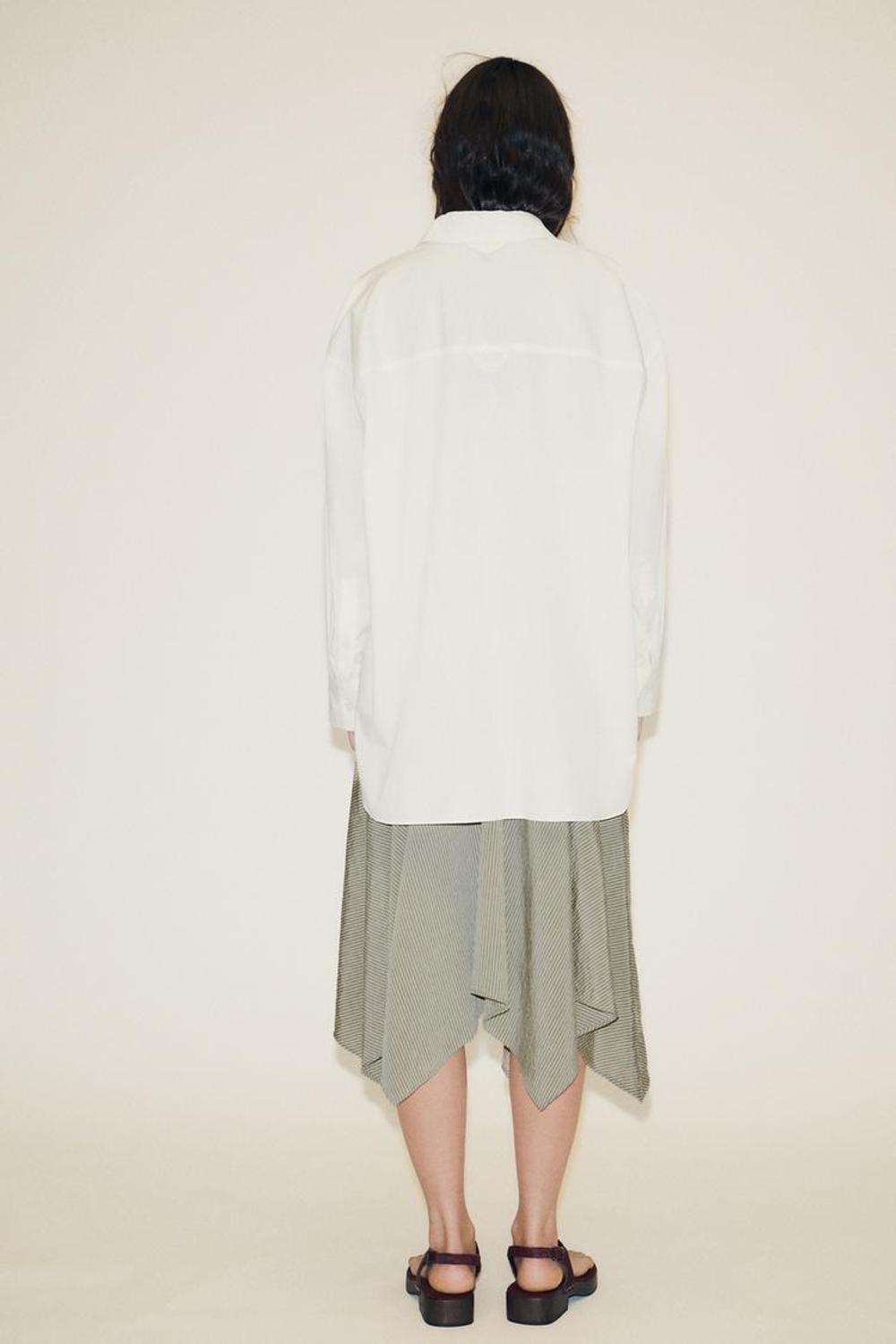 ZARA РУБАШКА ИЗ ПОПЛИНА, ЭКРЮ