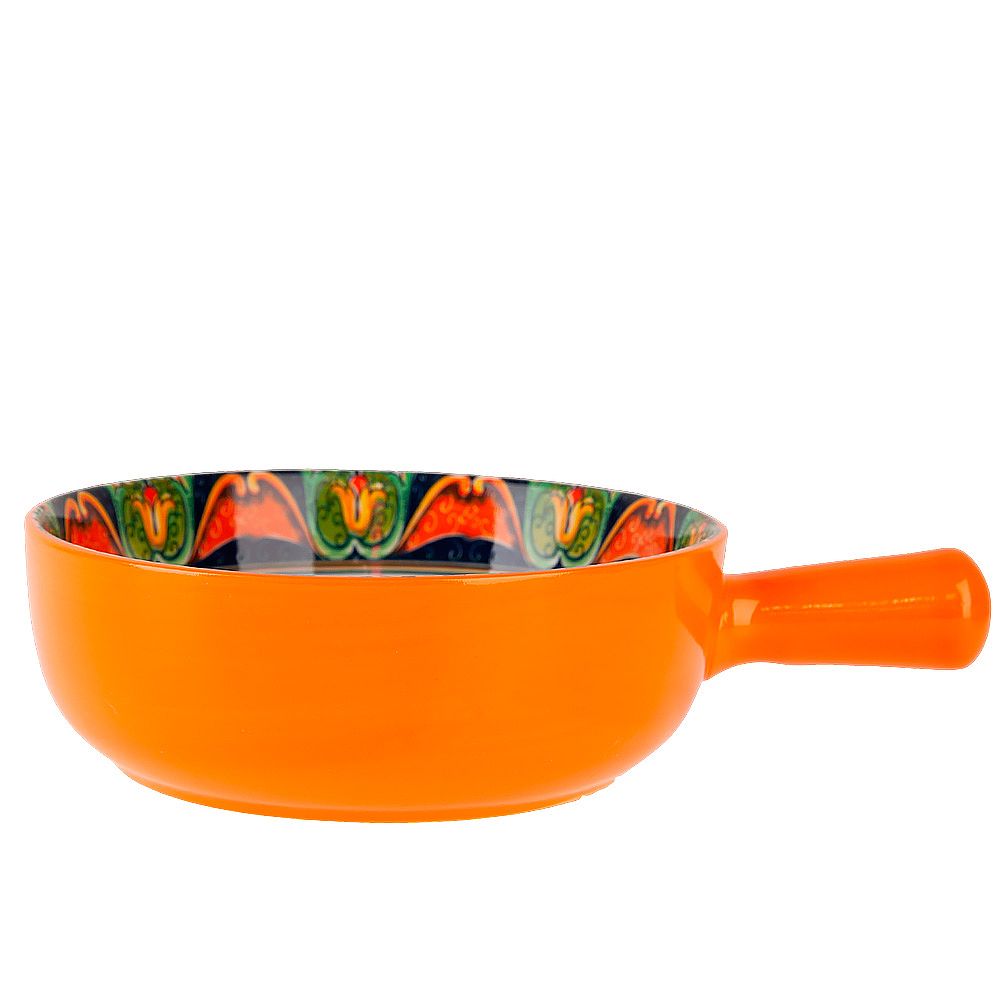 Кокотница с ручкой "Arabesque" (оранжевый) 22х16см (подарочная упаковка)